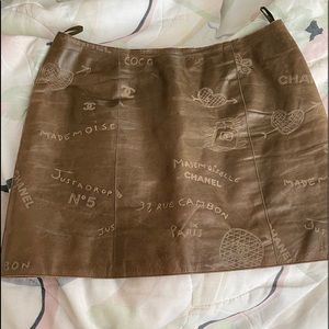 Chanel leather skirt.